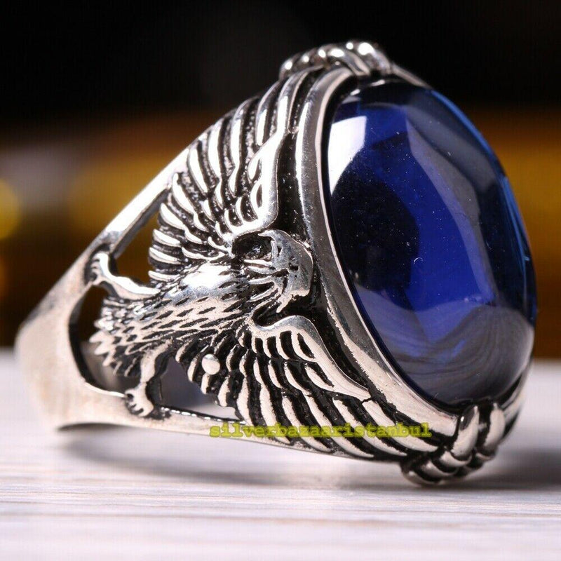 PYTALI Sapphire Ring for Men S925 Sterling Silver Blue Sapphire Rings Mens  Cool Handmade for Men's Ring Luxury Jewelry Gift Wedding Engagement Band  Size 4-16（6）|Amazon.com